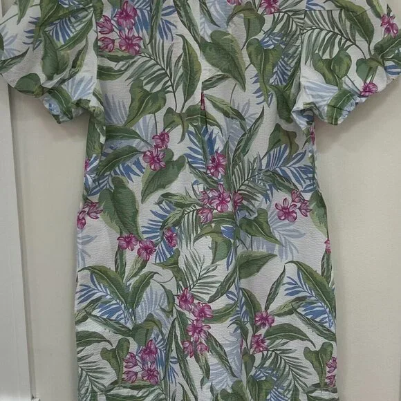 Tommy Bahama Gulf Shore Floral Belted Seersucker Dress Size L - Picture 4 of 10